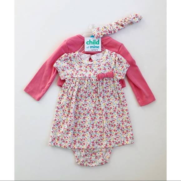 CARTER’S 6-9 Floral Romper Cardigan Headband Set - Picture 15 of 15